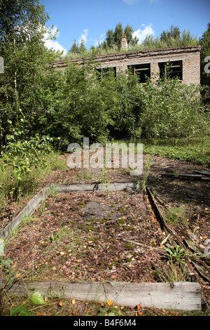 An abandoned kindergarten in the restricted radioactive zone near Gomel, Belarus Stock Photo