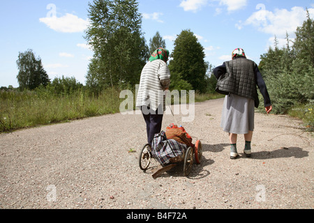 Remigrated residents of the restricted radioactive zone near Gomel, Belarus Stock Photo