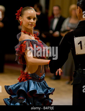 Young dancers posing. Ballroom dance competition 'Saint-Petersburg Cup 2007' in Saint-Petersburg, Russia. Stock Photo