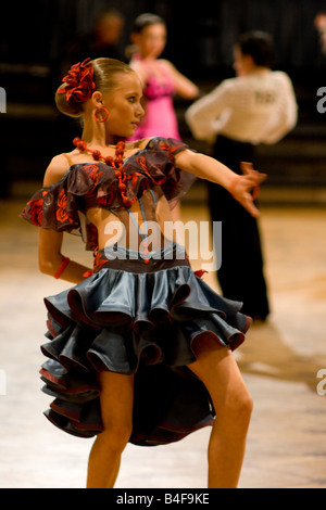Young dancers at ballroom dance competition 'Saint-Petersburg Cup 2007' in Saint-Petersburg, Russia. Stock Photo