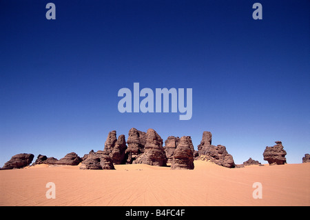 Rocky pinnacles at Jebel Acacus, Sahara Desert, Libya Stock Photo