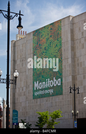 Mural on the exterior wall of the Manitoba Museum in the City of Winnipeg, Manitoba, Canada. Stock Photo
