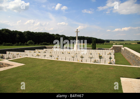 The Queens Cemetery, opposite Sheffield Memorial Park, near Puisieux, France with Mark Copse to the left. Stock Photo