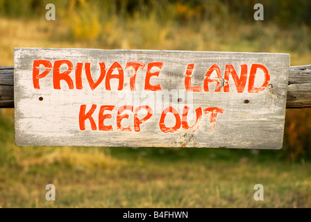 Private property warning sign in Wyoming, USA. Stock Photo