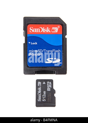 Micro SD memory card and its adapter Stock Photo