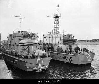 Suez Crisis 1956 British ships at anchor undergo preparations for possible action Stock Photo