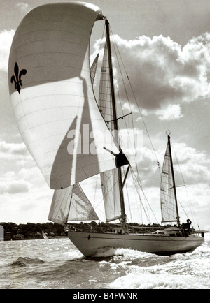 Gallant 53 with a fleur de lis symbol on its sail 1967 Stock Photo