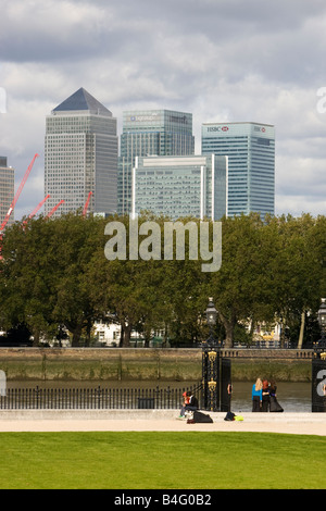 Canary Wharf a large business development in east London housing many of the major Banks and Financial Institutions Stock Photo