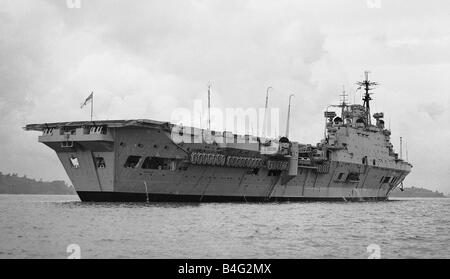 Ships Aircraft Carrier HMS Eagle at anchor in Plymouth Sound November 1951 Stock Photo