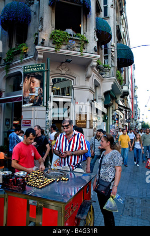 Istanbul Istiklal Caddesi Beyoglu shopping street quarter food Stock Photo