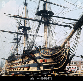 HMS Victory Nelsons flag ship is moored in Portsmouth Harbour Stock ...