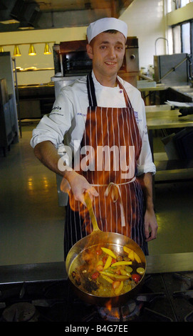 Trainee chef John Derrick November 2005 from James Watt college Greenock been chosen to take part in the Gordon Ramsay show Stock Photo