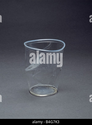 An empty crushed plastic cup Stock Photo