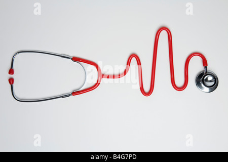 A stethoscope in the shape of a normal EKG graph Stock Photo