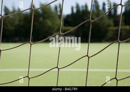 A soccer goal post net, close-up Stock Photo