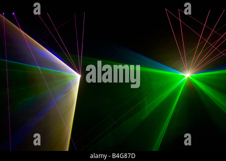 Multi colored laser lights Stock Photo