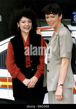 Mary Jo Randle Actress from ITV series The Bill with co actress Kerry Peers L Stock Photo