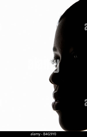 Portrait of an African American woman, close up, silhouette Stock Photo