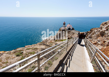 High Angle View of a Lighthouse Point Reyes Lightstation California Stock Photo