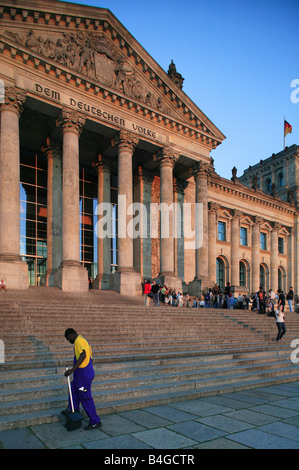 Cleaner in front of the German Parliament Building, Berlin, Germany Stock Photo