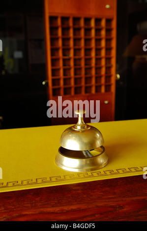 Service ring bell on a hotel desk Stock Photo