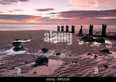 Beach at dawn Whitby North Yorkshire Stock Photo
