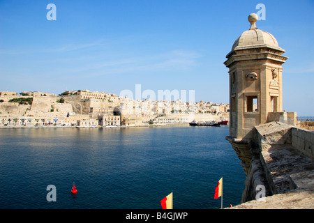 The Watchtower at the Gardjola Garden in Senglea, Malta. Stock Photo