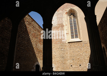 The Palace of the Kings of Majorca in Perpignan france seen through large arches dates back to 1274 Stock Photo