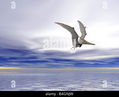 Pterodactyl or Pteranodon flying over the ocean Stock Photo