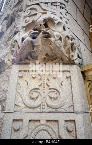 Detail of stone carved. Rookery building. Corner between LaSalle and Adams Streets. The Loop. Chicago. Illinois. USA Stock Photo
