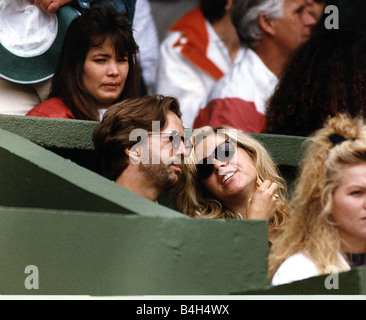 Tatum O Neal Actress wife of Tennis star John McEnroe watches him playing with her friend Eric Clapton Stock Photo