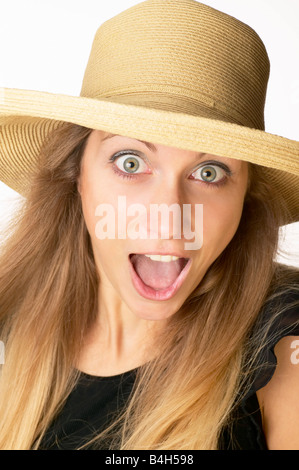 Portrait of woman surprised Stock Photo