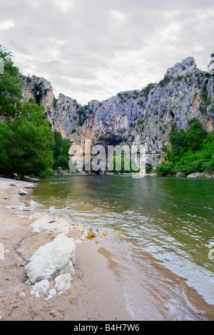 River flowing through canyon, Gorges Of Ardeche, Provence-Alpes-Cote d'Azur, France Stock Photo