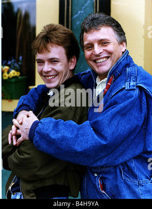 Adam Woodyatt Actor who plays Ian Beale in TV Soap EastEnders with his screen father Pete played by Peter Dean Stock Photo