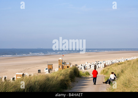 Tourists on beach Spiekeroog Lower Saxony Germany Stock Photo