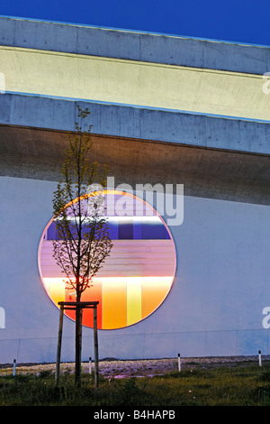 Tree in front of parking garage, Eastgate, Marzahn, Berlin, Germany Stock Photo