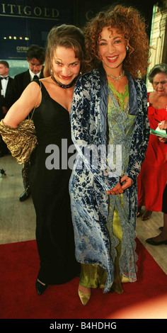 Actresses Alex Kingston from Moll Flanders and Jennifer Calvert arrive for the Bafta awards ceremony Stock Photo