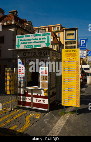 Tourist information booth of a private tour company in old town Prague Czech Republic Europe Stock Photo