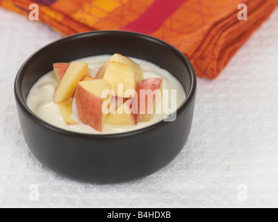 Natural Yogurt with Apple Stock Photo