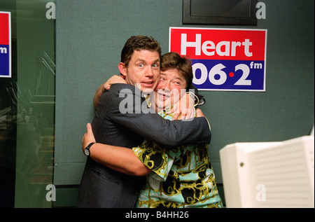 Lee Evans Comedian Actor October 98 At Heart 106 2fm radio with presenter Jonathon Coleman Stock Photo