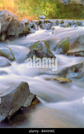 Rapids on the Lewis River East Fork at Sunset Falls near Battleground Washington Stock Photo