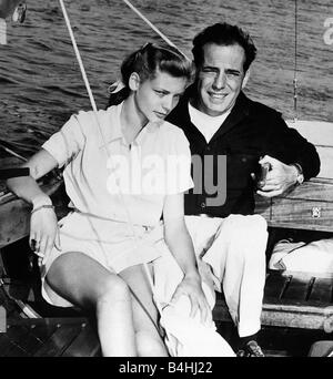 Humphrey Bogart and wife Lauren Bacall on boat 1951 Stock Photo