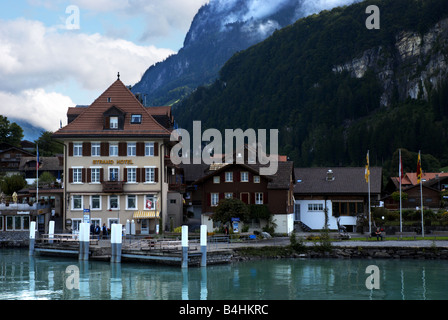 Strand Hotel Iseltwald Lake Brienz Switzerland Stock Photo