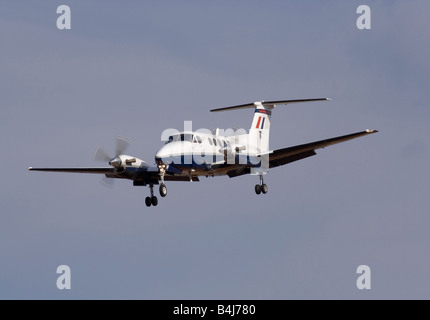 Military aviation. Beechcraft B200 Super King Air twin engine propeller powered training aircraft of the Royal Air Force Stock Photo