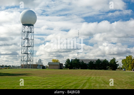 National Weather Service Doppler Radar Installation at Green Bay Wisconsin Stock Photo