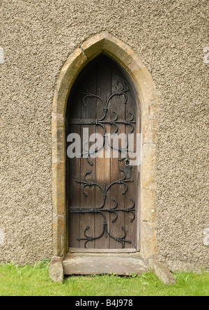 Side door of the St Oswalds Parish Church, Grasmere, Lake District.The burial place of William Wordsworth, poet Stock Photo