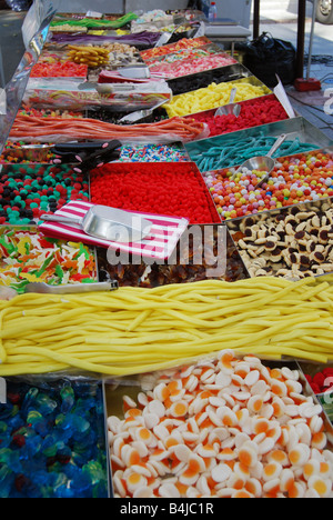 sweets for sale at market stall Lille France Stock Photo
