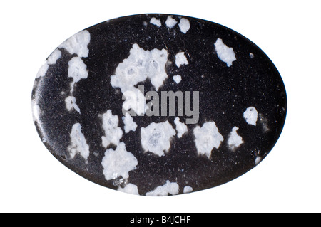 Snowflake Obsidian gemstone cabachon Stock Photo