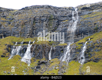 Hillside Cascade following heavy rains in North West Scotland Stock Photo