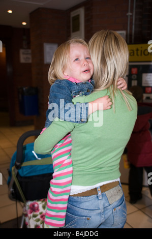 little girl having a tantrum in a shopping centre Stock Photo